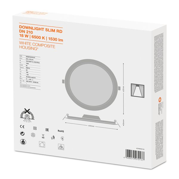 DOWNLIGHT SLIM ROUND 210 18 W 6500 K WT image 7