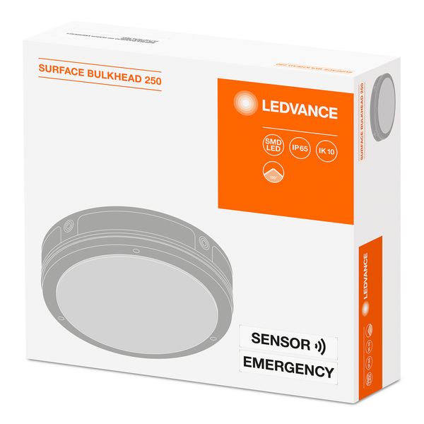 SURFACE BULKHEAD 250 SENSOR EMERGENCY 10W/3000K BK IP65 image 2