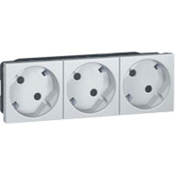 Multi-support multiple socket Mosaic - 3 x 2P+E automatic terminals - alu image 1