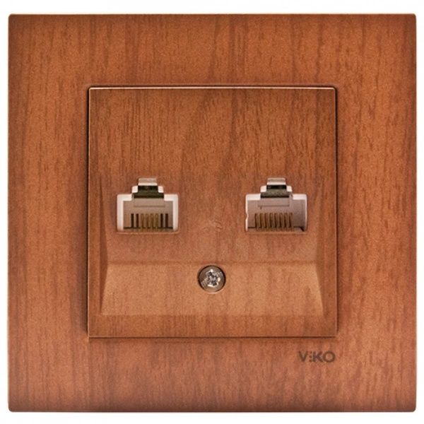 Novella Walnut Tree Two Gang Num Phone Socket (2xCAT3) image 1