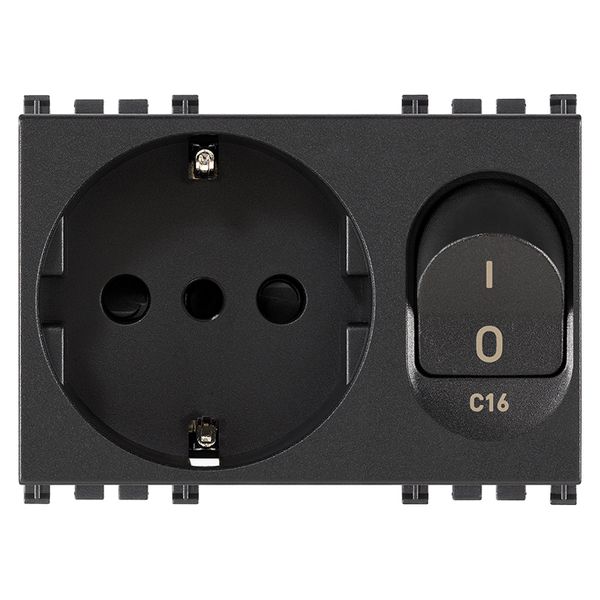 2P+E 16A P30 outlet+C16 CB grey image 1