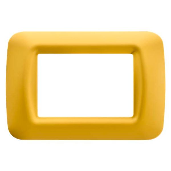 TOP SYSTEM PLATE - IN TECHNOPOLYMER GLOSS FINISHING - 3 GANG - CORN YELLOW - SYSTEM image 2