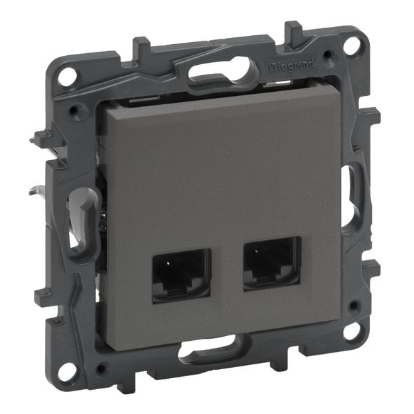 Double RJ45 socket Niloé Step category 6A UTP medium grey image 1