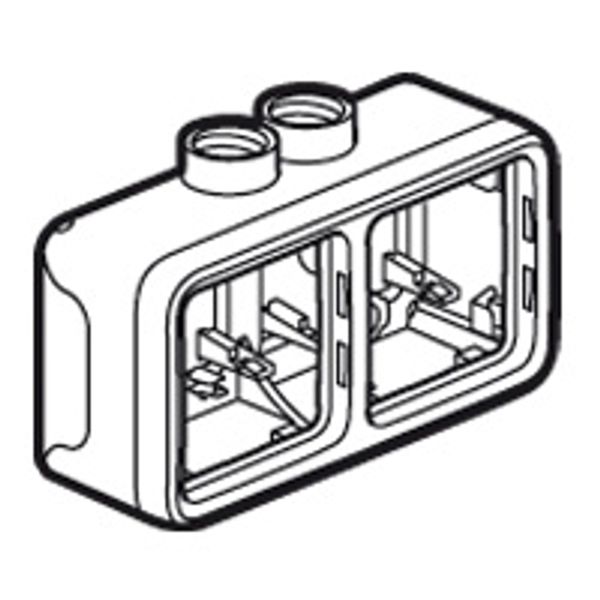 Surface mounting box Plexo IP 55 - 2 gang horizontal - for cable glands - grey image 1