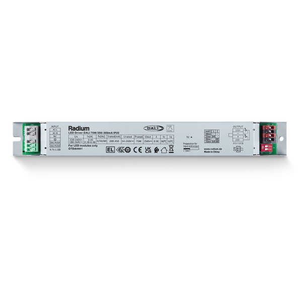 DALI-driver for DC-LED lamps and modules, DRIVER DALI 75W/200-350mA IP20 image 3