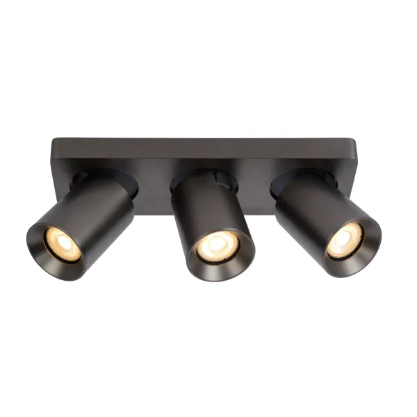 Lucide NIGEL - Ceiling spotlight - LED Dim to warm - GU10 - 3x5W 2200K/3000K - Black Steel image 1