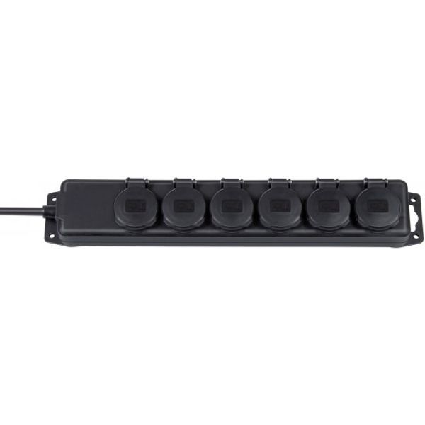 Extension socket IP44 6-way black 2m H07RN-F 3G1,5 image 1