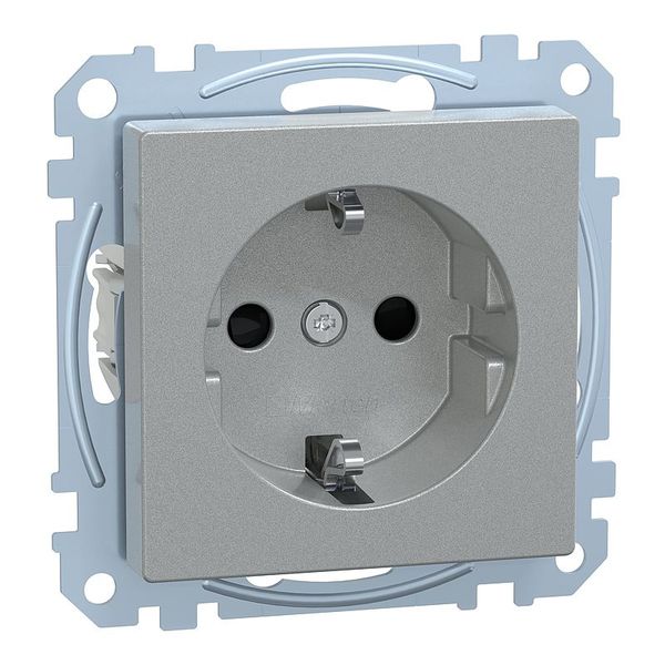 SCHUKO socket with computer marking, touch protection, plug-in terminals, aluminum, system M image 1