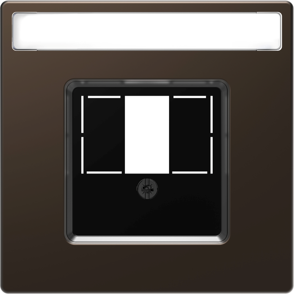 Central plate with square opening and label field, mocca metallic, System Design image 5