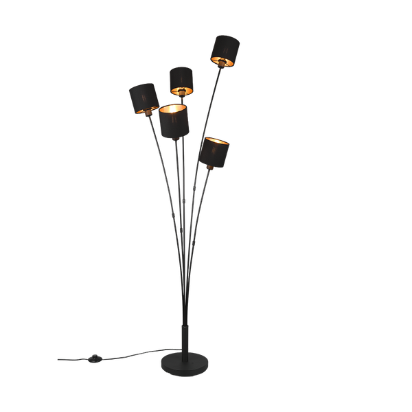 Tommy floor lamp 5-pc E14 matt black/gold image 1