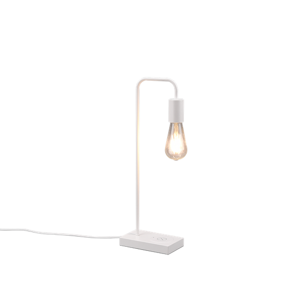 Milla table lamp E27 matt white with charging station image 1