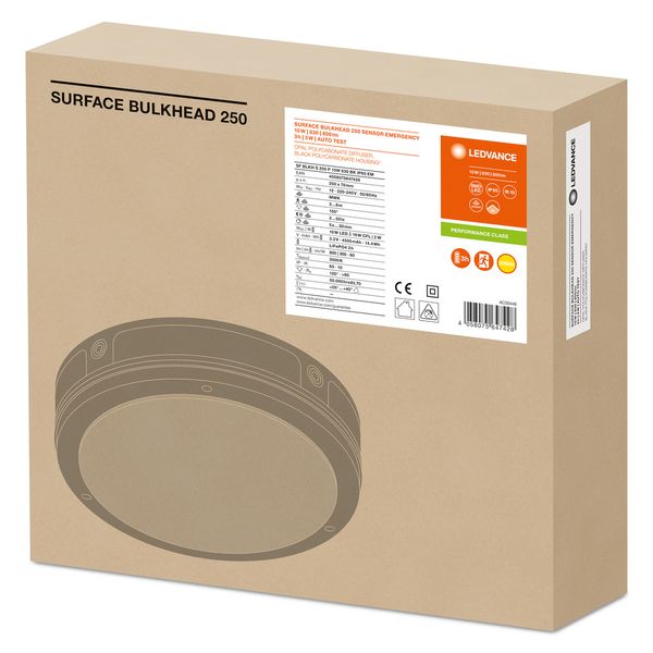 SURFACE BULKHEAD 250 SENSOR EMERGENCY 10W 830 BK IP65 image 11