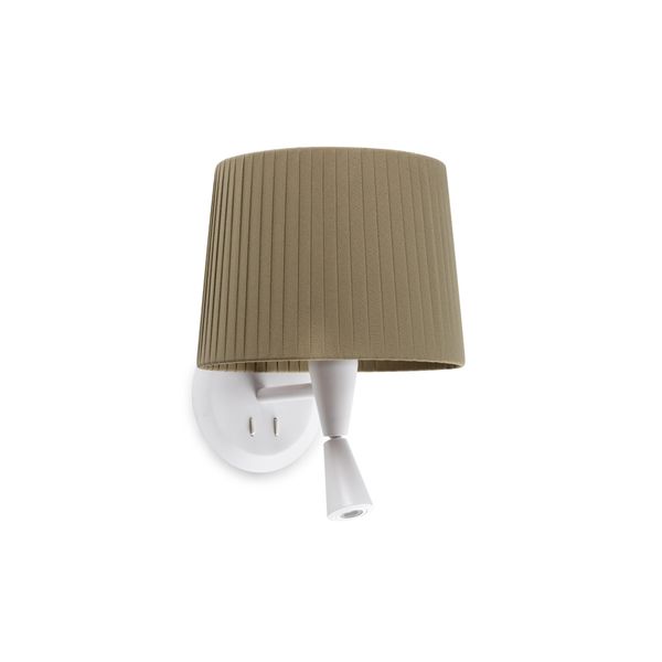 SAMBA WHITE READER WALL LAMP RIBBONED LAMPSHADE E2 image 1