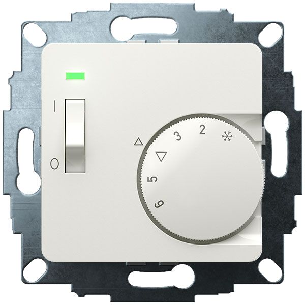 UP room controller, RAL9010 glossy 50x50, 5-30C, AC 230V, 1NC, 10 A, temperature reduction approx. 4K, switch on/off, display controller "heating" image 2