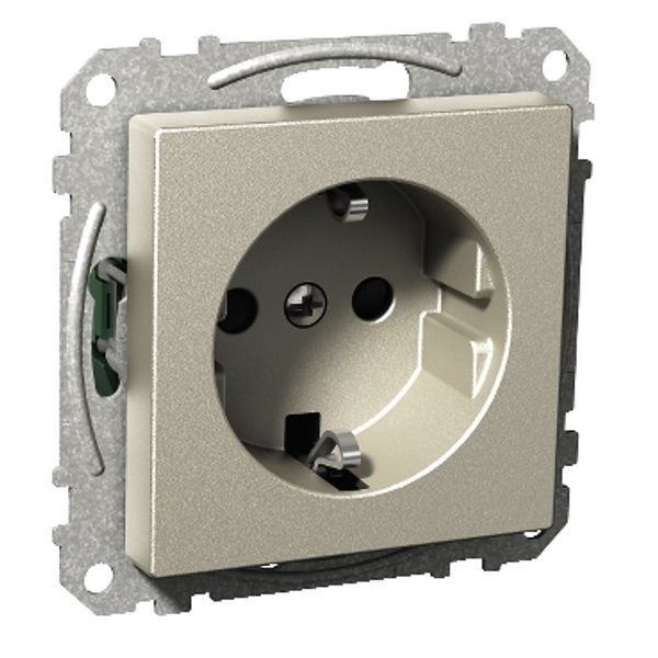 Exxact single socket-outlet earthed screwless metallic image 3