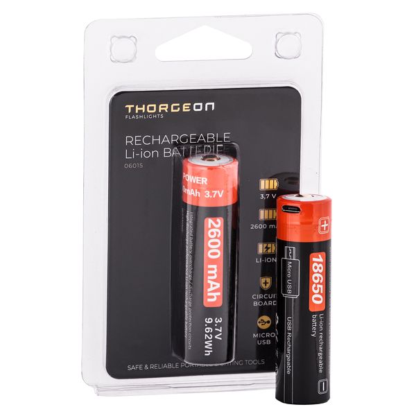 Rechargeable Li-ion Batterie 3.7V 2600Mah THORGEON image 1