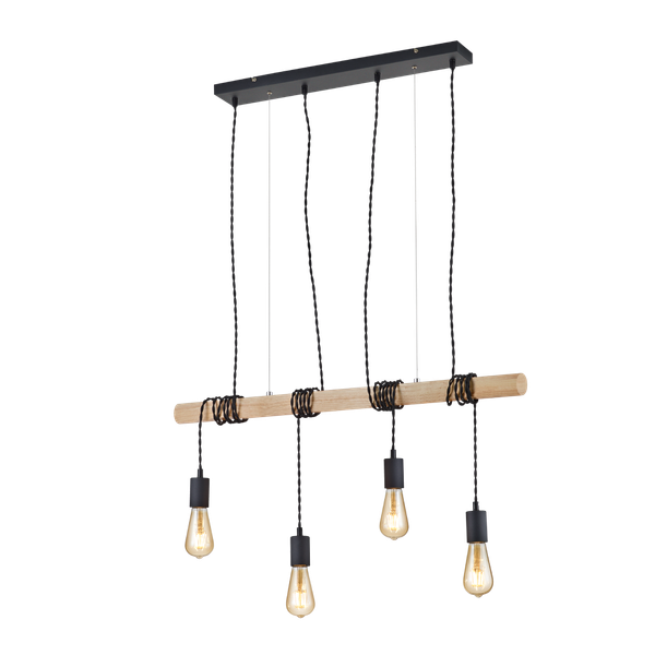 Brody pendant 4-pc E27 matt black image 1