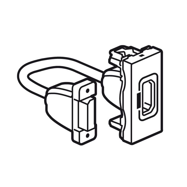 HDMI type a socket + cord programme Mosaic preconnected 1 module aluminium image 1