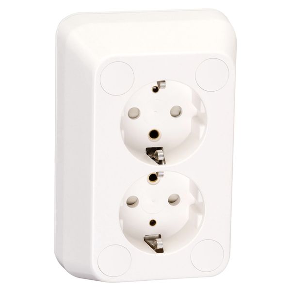 Robust - double socket outlet - 2P+E - surface - screwless - 16A - 250V - white image 2