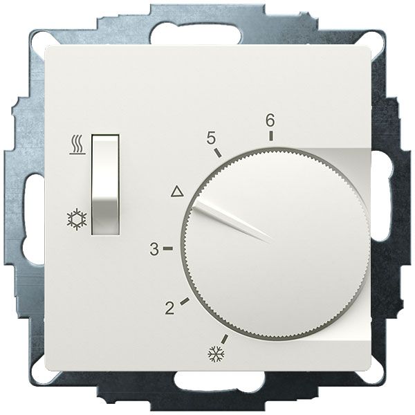 UP room controller, RAL9010 matt 55x55, 5-30C, AC 230V, 1CO, 10A/5A, heating/cooling switch image 1