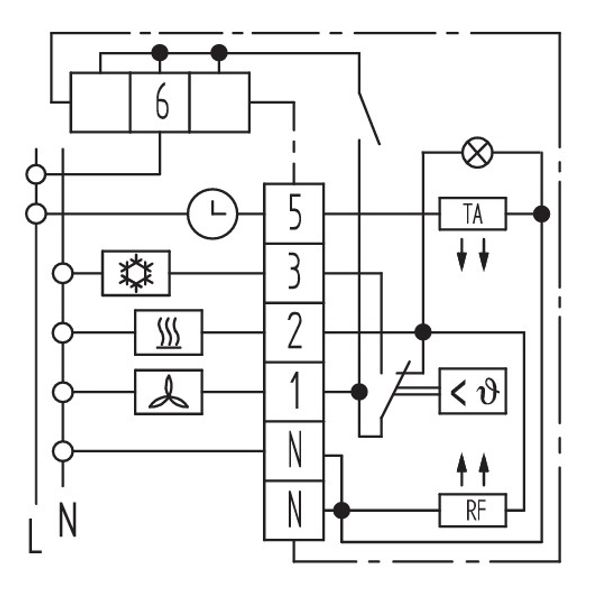 Room controller, 5-30C, AC 230V, 1 changeover contact, heating: 10 mA - 10 (4)A, cooling: 10 mA - 5 (2)A image 4