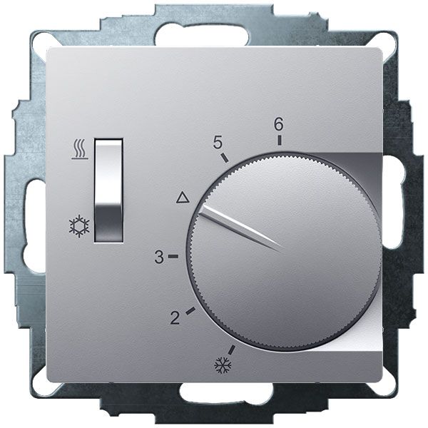 UP room controller, aluminum 55x55, 5-30C, AC 230V, 1changer, 10A/5A, heating/cooling switch image 2