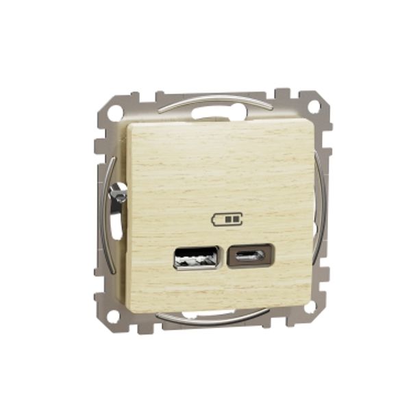 Sedna Design & Elements, USB charger A+C, 2,4A, wood birch image 3