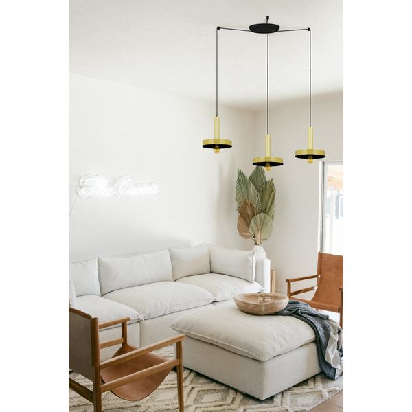 WHIZZ SATIN GOLD/BLACK PENDANT LAMP E27 60W 3L image 2