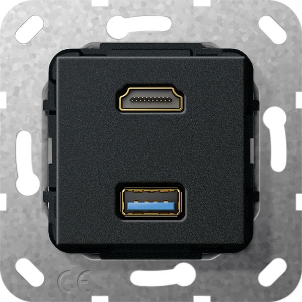 HDMI USB 3.0 A G-Ch Insert black m image 1