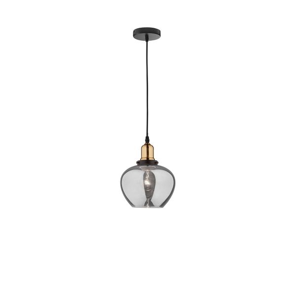 Smoky Glass   Bronze & Black Metal   LED E27 1x12 Watt 230 Volt  IP20 Bulb Excluded  D: 18 H1: 14 H2: 130 cm Adjustable height image 1