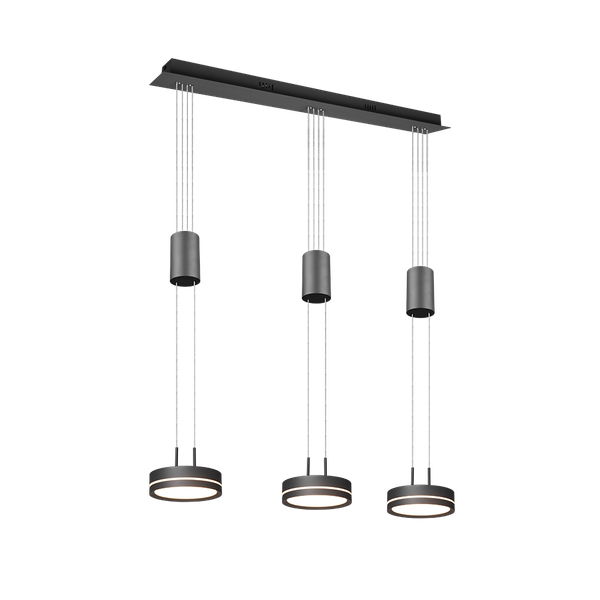 Franklin LED pendant 3-pc anthracite image 1