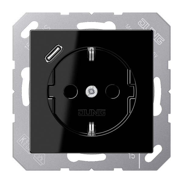 SCHUKO socket with USB type C A1520-18CSW image 1