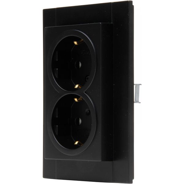 ATHENIS - 2-way protective contact socket with contact protection, color: matt black image 1