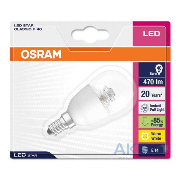 SCLP40 6W/827 220-240VCS E14 6XBLI1OSRAM image 1