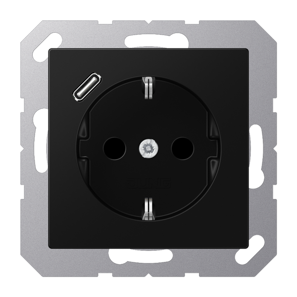 SCHUKO socket with USB charger A1520-18CSWM image 1