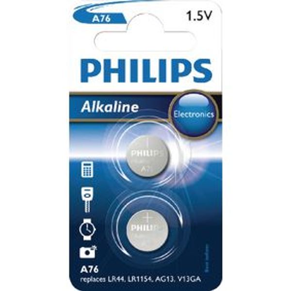 A76P2/01B PHILIPS A76P2 - 1.5V 2-blister (LR44 / LR1154) - Alkaline B2 image 1