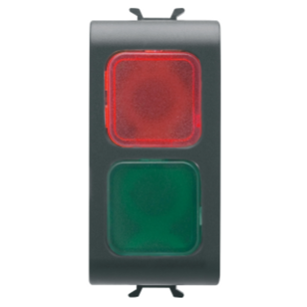 DOUBLE INDICATOR LAMP - RED/GREEN - 1 MODULE - SATIN BLACK - CHORUSMART image 1