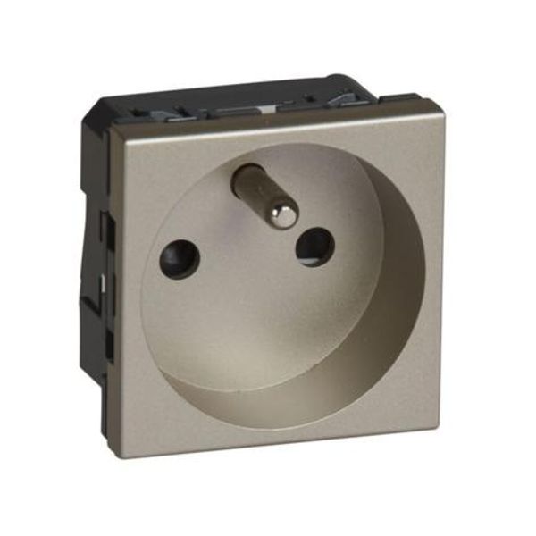 Arteor 2 Pole + Earth 10/16A French Standard Shuttered Socket Outlet 2 Module Champagne image 1