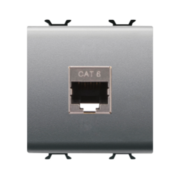 RJ45 SOCKET - CATEGORY 6 - FTP - 2 MODULES - TITANIUM - CHORUSMART image 1