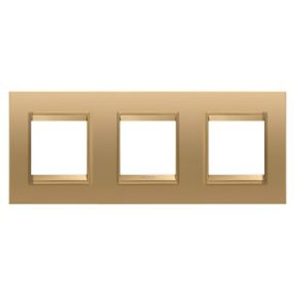 LUX INTERNATIONAL PLATE - IN METAL - 2+2+2 MODULES HORIZONTAL - GOLD  - INNER FRAME MATT GOLD - CHORUSMART image 1