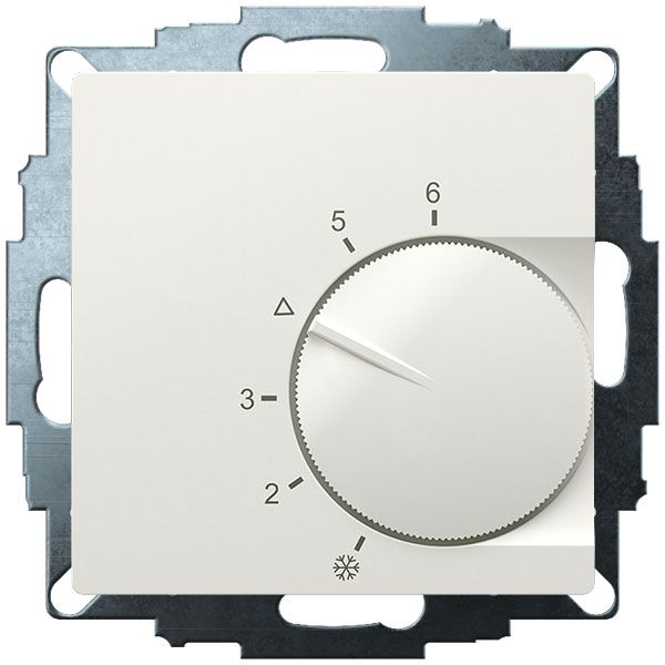 UP room controller, RAL9010 glossy 55x55, 5-30C, AC 230V, 1 changeover contact, 10A/5A, temperature reduction approx.4K image 1