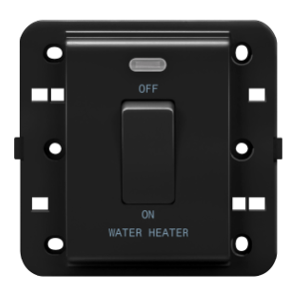 ONE-WAY SWITCH 2P 250V ac - BRITISH STANDARD - 20 A - 1 GANG - WATER HEATER - BLACK - CHORUSMART image 1