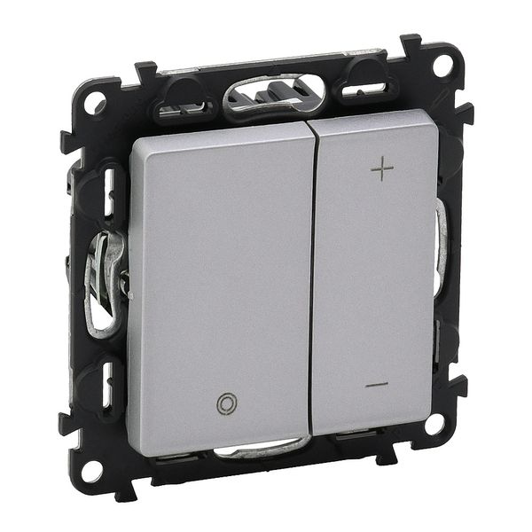 Push-dimmer Valena Life - 240 V~ - 50 Hz - with cover plate - aluminium image 1