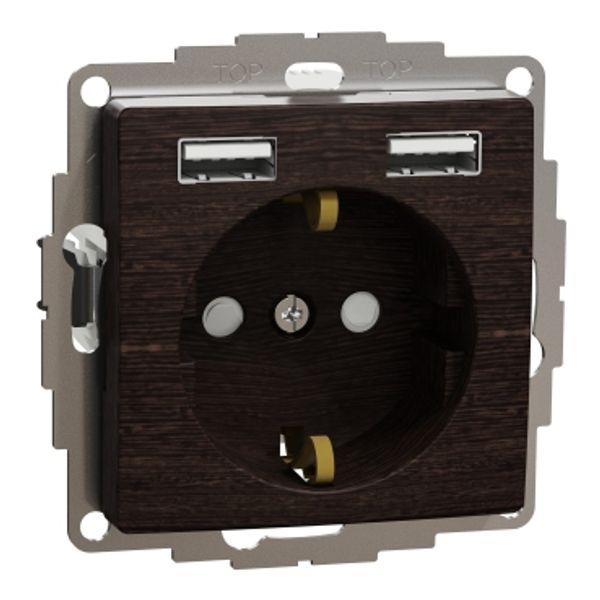 Sedna k-ligzda ar zem., 2X USB,wenge image 1