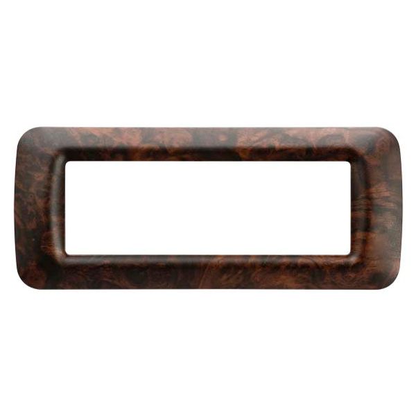 TOP SYSTEM PLATE - IN TECHNOPOLYMER - 6 GANG - ENGLISH WALNUT - SYSTEM image 2
