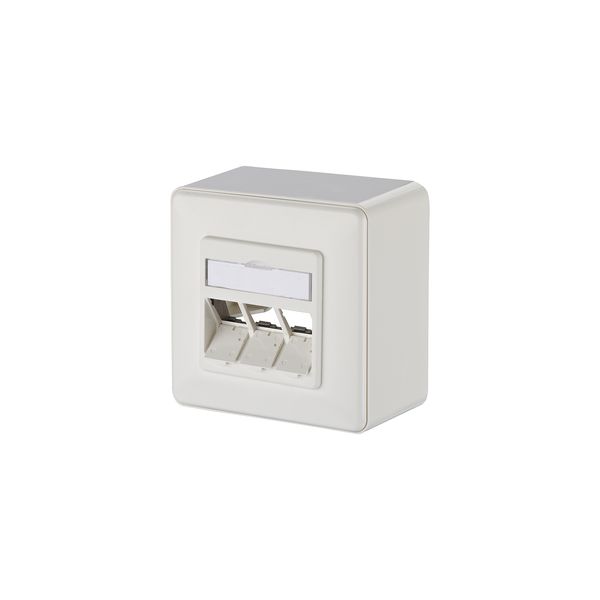 Keystone wall outlet surface mounted 3 port unequipped pure white image 1