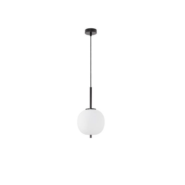 Black Metal & Opal Glass  Black Fabric Wire   LED E14 1x5 Watt 230 Volt   IP20 Bulb Excluded   D: 18.5 H: 120 cm Adjustable height image 1