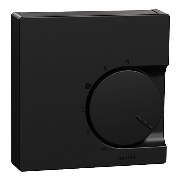 Central plate for room temperature controller insert with changeover contact, matt black, System M image 1