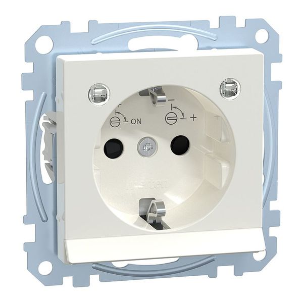 SCHUKO socket with light outlet, LED lighting module, touch protection, plug-in terminals, polar white glossy, System M image 1