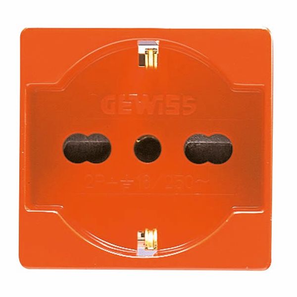 ITALIAN/GERMAN STANDARD SOCKET-OUTLET 250V ac - FOR DEDICATED LINES - 2P+E 16A DUAL AMPERAGE - P40 - 2 MODULES - ORANGE - SYSTEM image 2